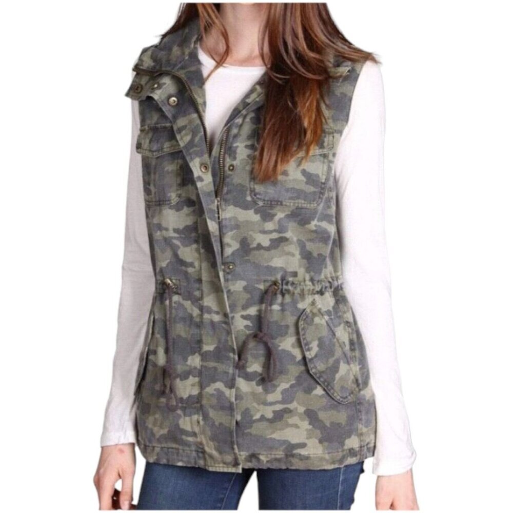 Velvet by Graham & Spencer‎ Blair Cargo Vest Camo Army Grunge Streetwear Size S